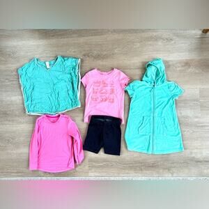 Girls 4T summer bundle swim covers shorts tee